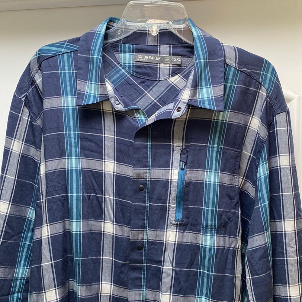 Icebreaker Merino plaid long sleeve shirt size XXL